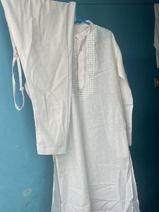 White Designer Embroidered Kurta set with pant fro
