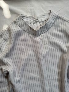 White Stripped collar Top