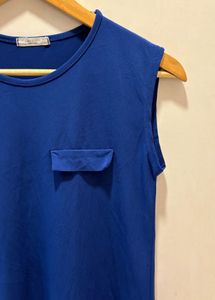 Korean Blue Pocket Tank Top