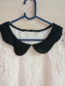 Stylish Lace Peter Pan Collar Dress White