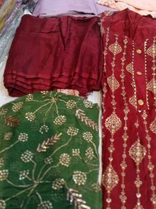Maroon Heavy Party Wear Unstitched Suit