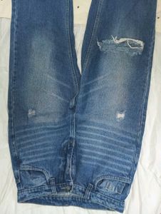 Dark Blue ripped wide leg jeans