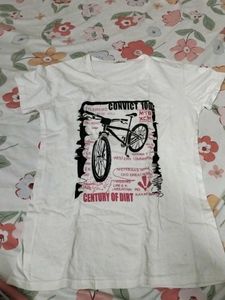 White Graphic T-Shirt - Bike Design