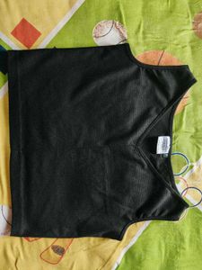 Sleek Black Sleeveless Cord Set