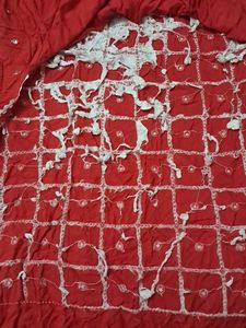 Mirror Work Red Kurti
