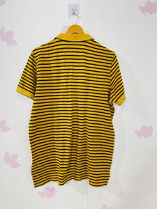 Benetton Yellow And Black Strips Polo T-shirt