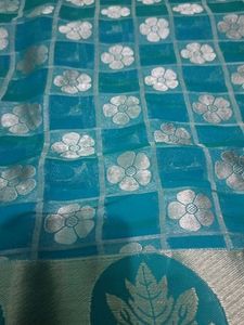 Blue & Silver Floral Saree