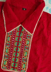 Pure Cotton Cut Work Kurta Set