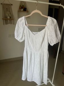 Puff sleeves Eyelet White Mini Dress