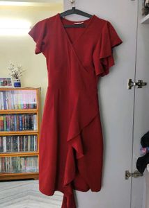 Maroon Ruffle Dress