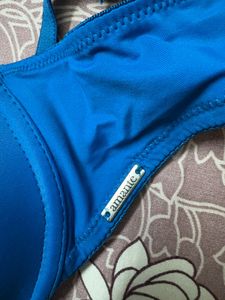 Vibrant Blue Lace-Back Bra : bold meets beauty