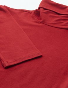 Red Full Sleeves Turtle Neck Top
