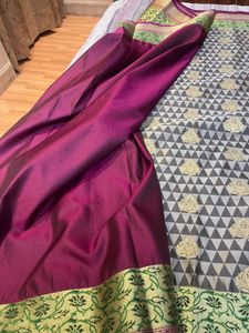 Elegant Green &amp; Gold Saree ( Kanjivaram silk)