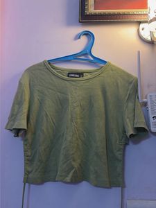 Olive Green Cropped T-Shirt
