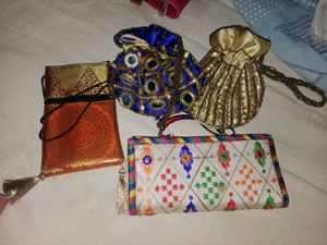 Ethnic Clutch & Pouches Set
