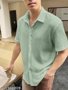 Mint Green Textured Short Sleeve Shirt