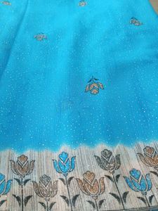 Blue Chiffon Saree