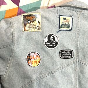 Vintage Patched Work Denim Jacket Oversized