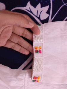 Embroidered White Cotton Top