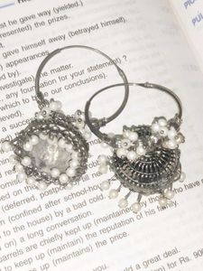Oxidized Silver Jhumka Earrings
