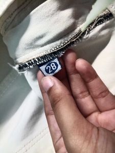 Cream Cargo Wide Leg Jeans