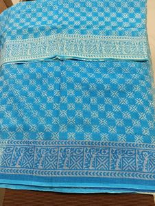 Soft Cotton Kota Saree In Blue With Inside False