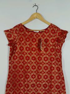Red Brocade Design Kurta For Women&#39;s
