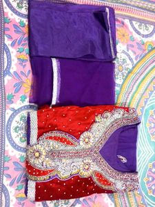 Red Velvet and purple Party&#39; Wear Suit