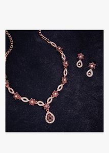 3 peace combo Elegant Rose Gold Necklace Set