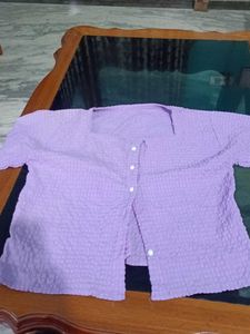 Purple Textured Button-Up Shirt