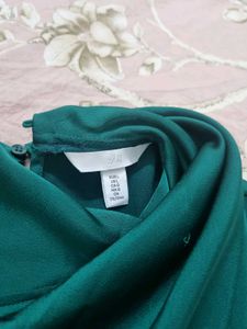 Emerald Green Satin Long Sleeve Top