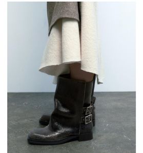 Zara biker Buckle Detail Ankle Boots
