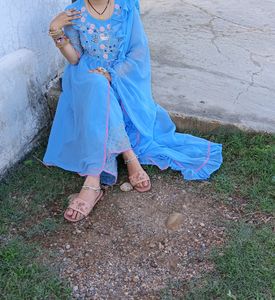 Beautiful Partywear Fancy Light Weight Sky 💙 Blue