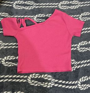 Pink Off-Shoulder Crop Top