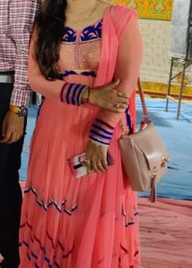 Peach/Coral Anarkali Suit