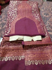 Pashmina Banarsi Work Suit With Shawl