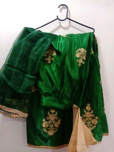 Green Unstitched Lehanga Choli
