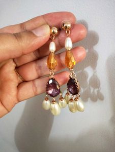 Pearl &amp; Crystal Drop Earrings