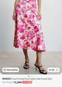 Mango Floral Midi Skirt