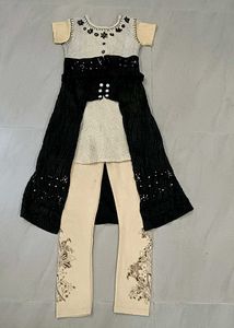 Girls Cream & Black 3-Piece Outfit