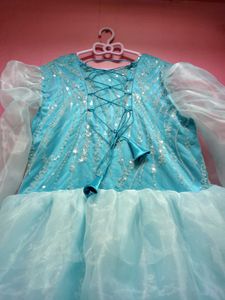 NEW SKY BLUE LAYER DESIGN GOWN WITH NECK DUPATTA