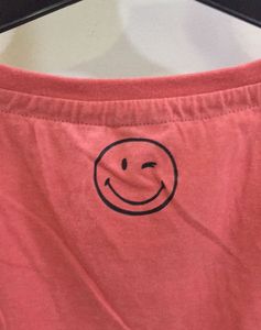 SmileyWorld Abstract T-shirt In Coral Pink Colour