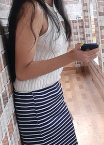 White Ribbed Round Neck Top