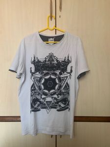 100% Cotton Black & White Graphic T-shirt For Men