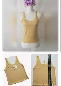 Yellow Lace Trim Tank Top