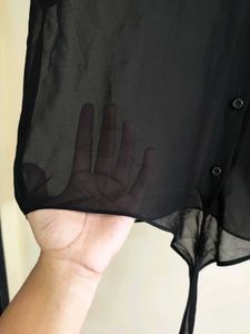 Sheer Black Button-Down Top