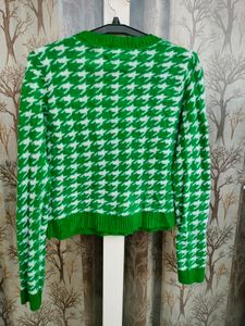 Shein Green White Cardigan