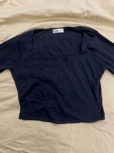 Black Square Neck Top