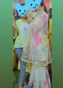 Anarkali Kurti With Net Duppata Sharara Set 💫