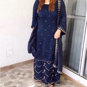 Blue Embroidered Kurta Set